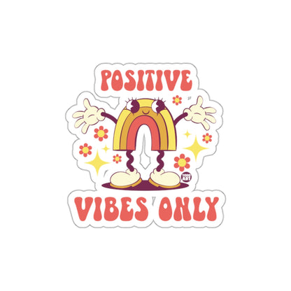 Positive Vibes Only Rainbow Sticker with Flowers Design
