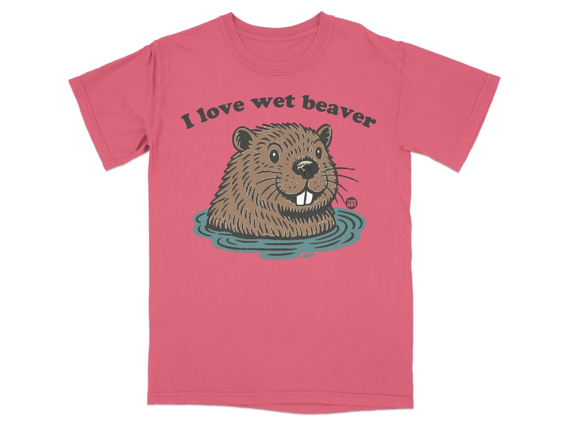 I Love Wet Beaver Graphic Print Tee Shirt