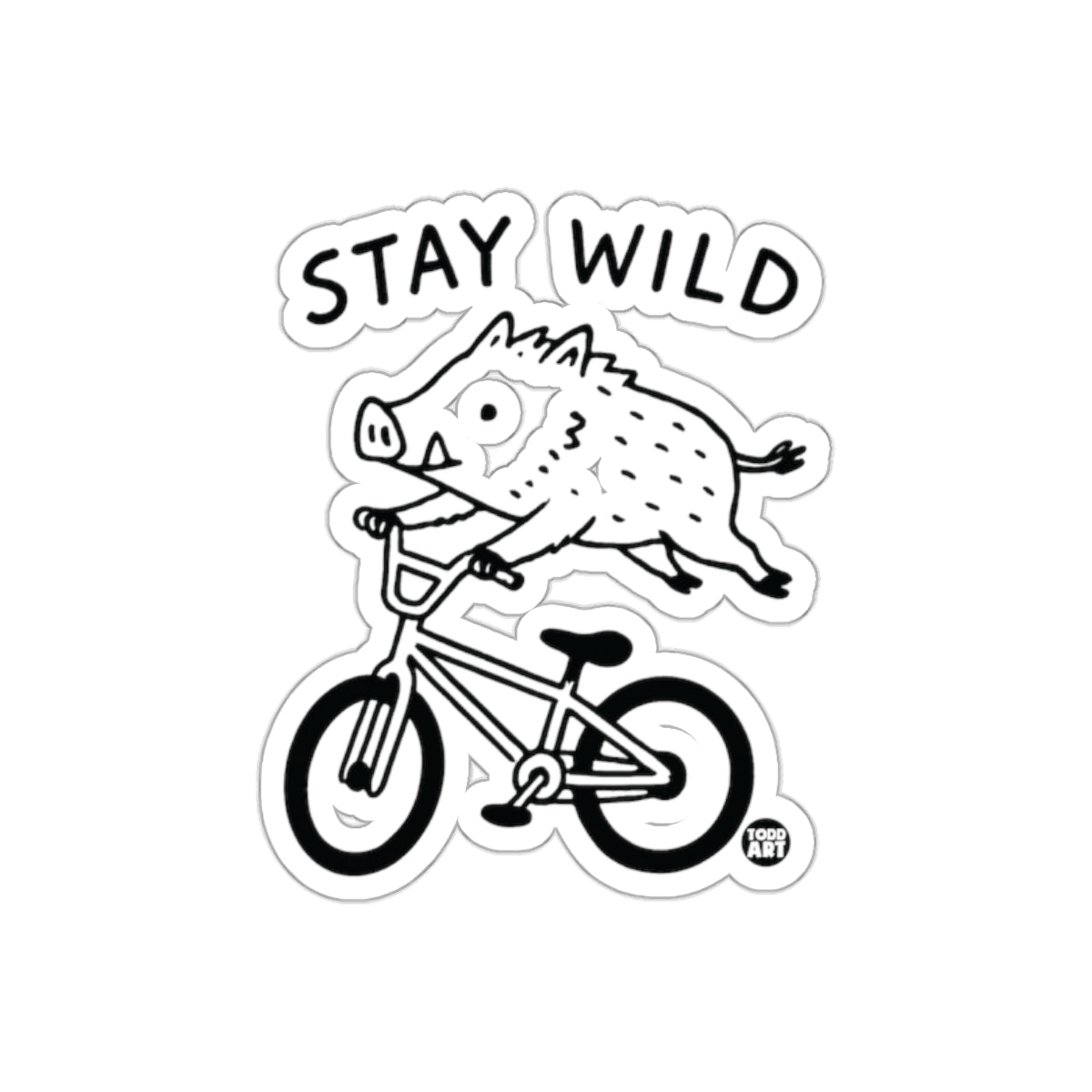 Stay Wild Boar On Bike Funny Animal Art Todd Art sticker