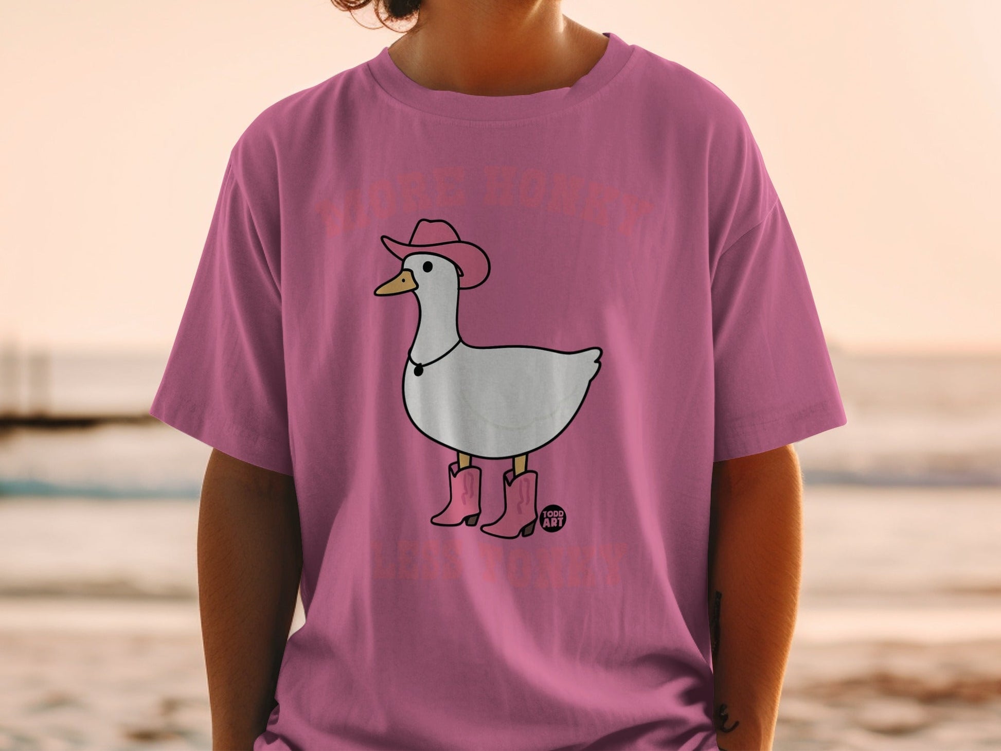 Funny Duck Wearing Cowboy Hat Graphic T-Shirt