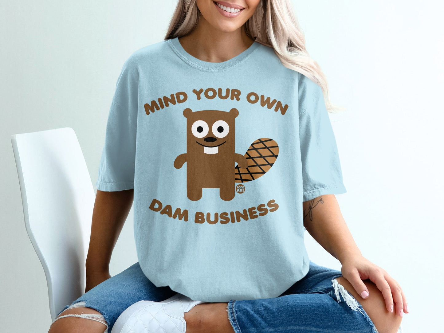 Mind Your Own Dam Business Beaver Graphic T-shirt