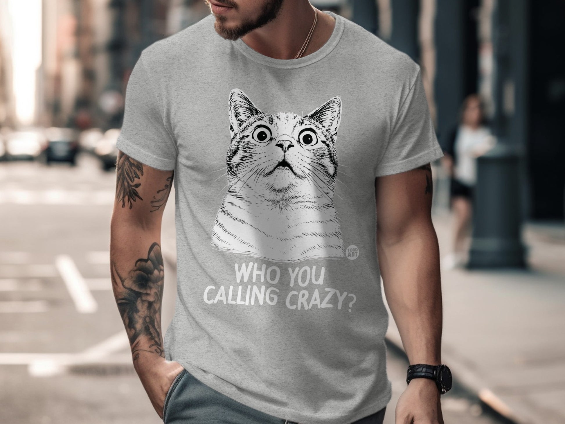 Who You Calling Crazy Funny Cat Graphic T-Shirt