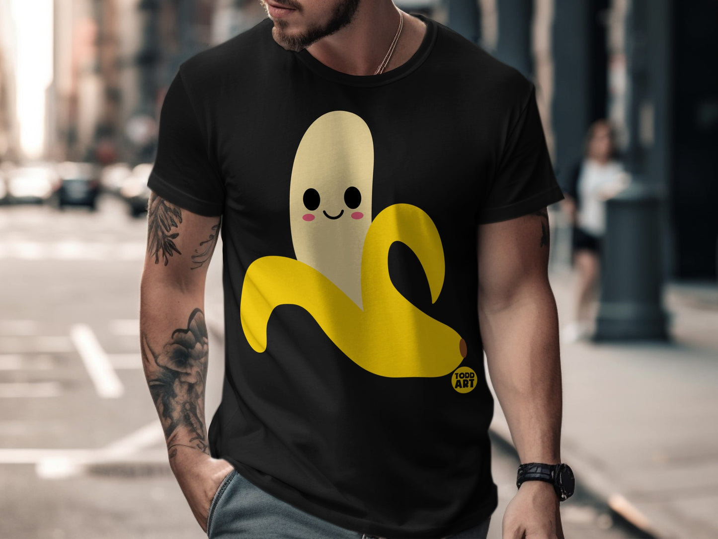 Cute Smiling Banana Graphic T-Shirt Todd Art Product