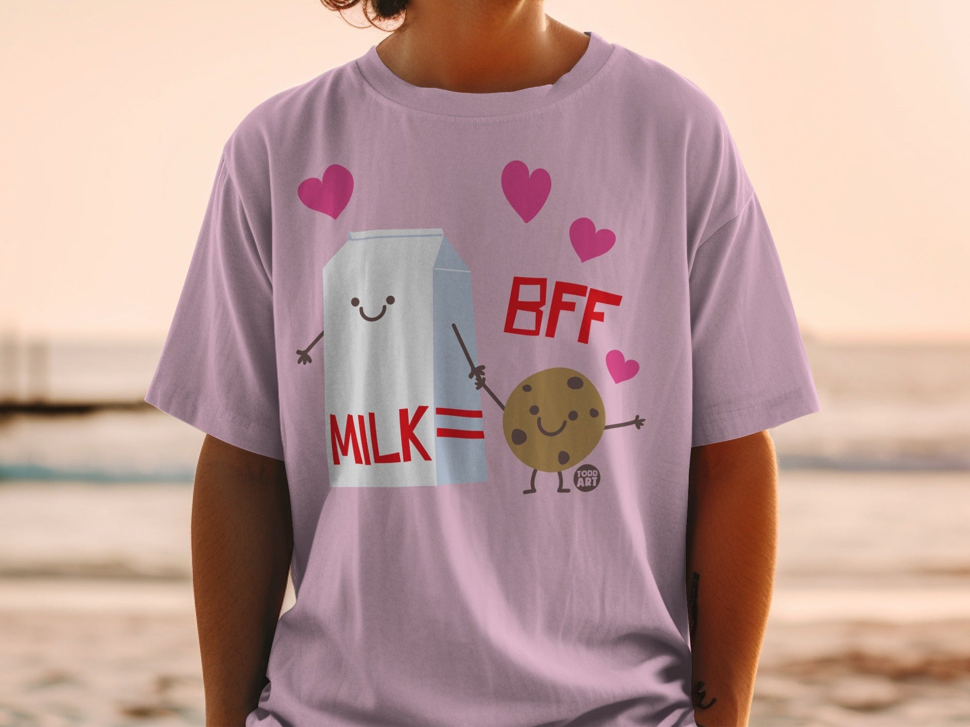 Cute Milk and Cookie BFF Design T-Shirt for Friends