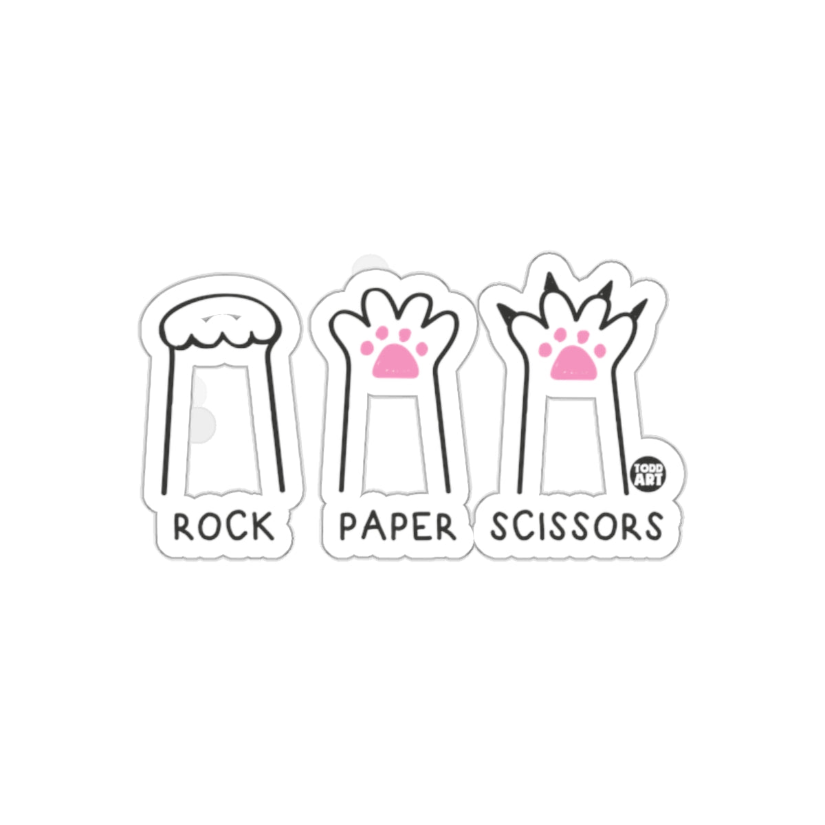 Rock Paper Scissors Cat Paw Themed Sticker Set