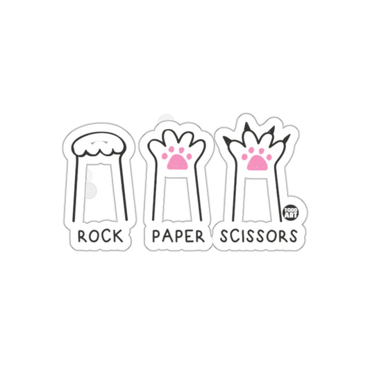 Rock Paper Scissors Cat Paw Themed Sticker Set