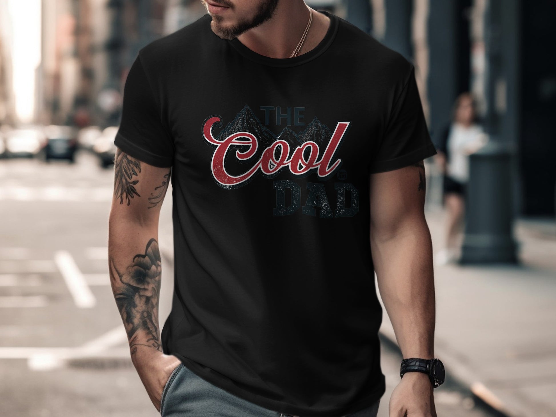 The Cool Dad Graphic Print T-shirt for Men Casual Tee