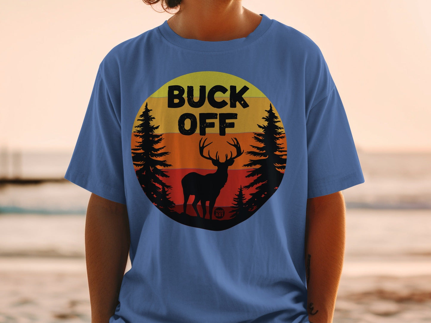 Bold Buck Off Deer Forest Scene Graphic T-Shirt