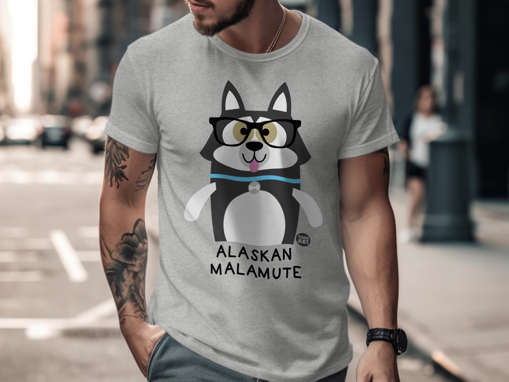Alaskan Malamute Cartoon Design T-Shirt for Dog Lovers
