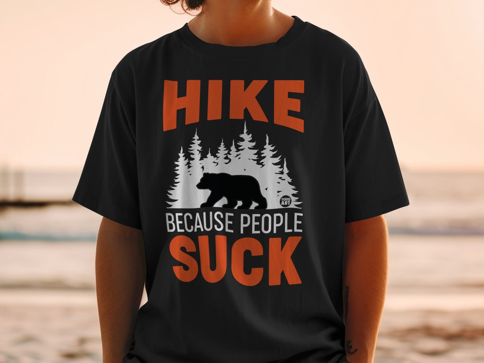 Hike Because People Suck Bear Hiking T-Shirt