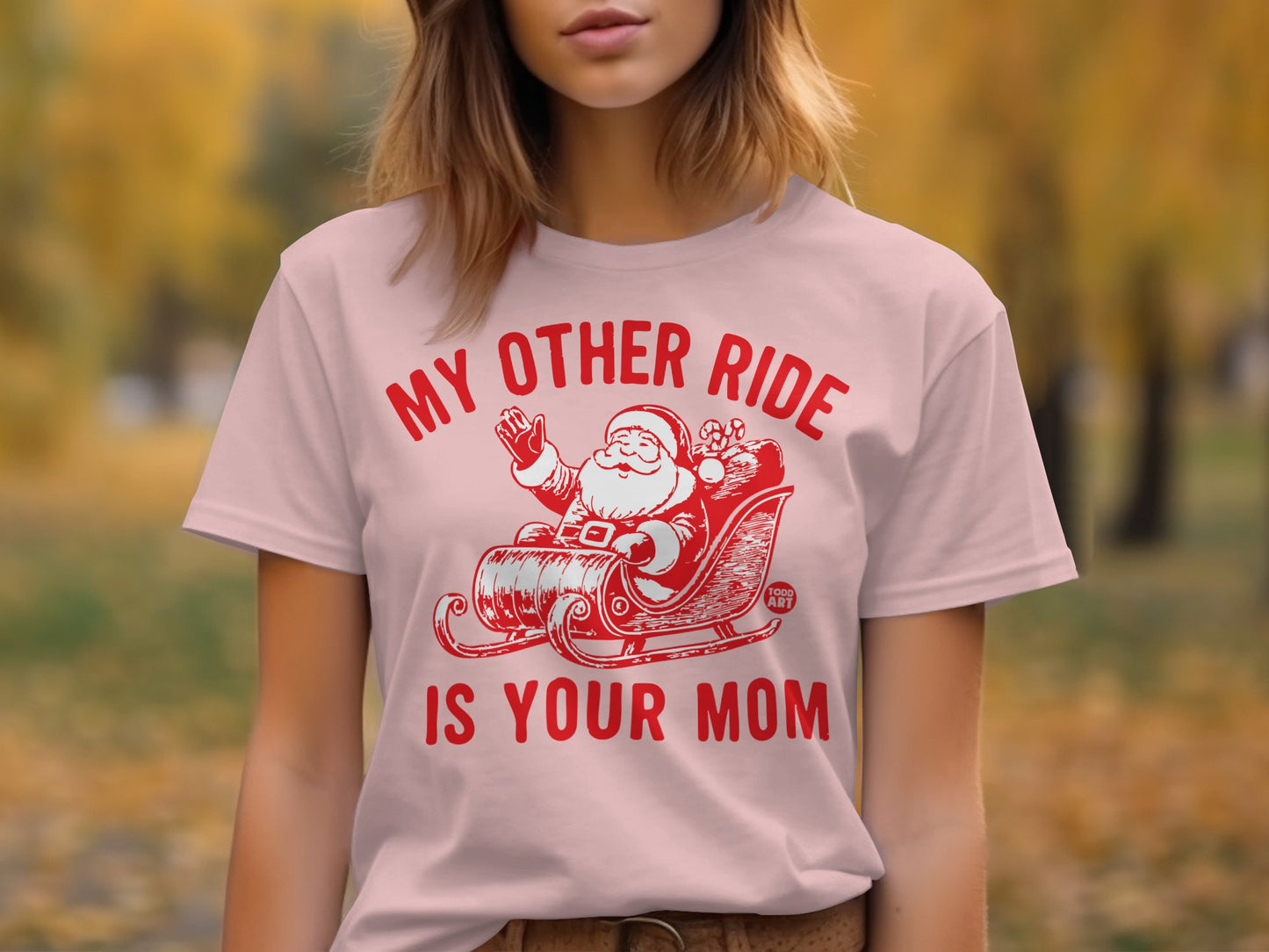My Other Ride Is Your Mom Santa Sleigh Shirt
