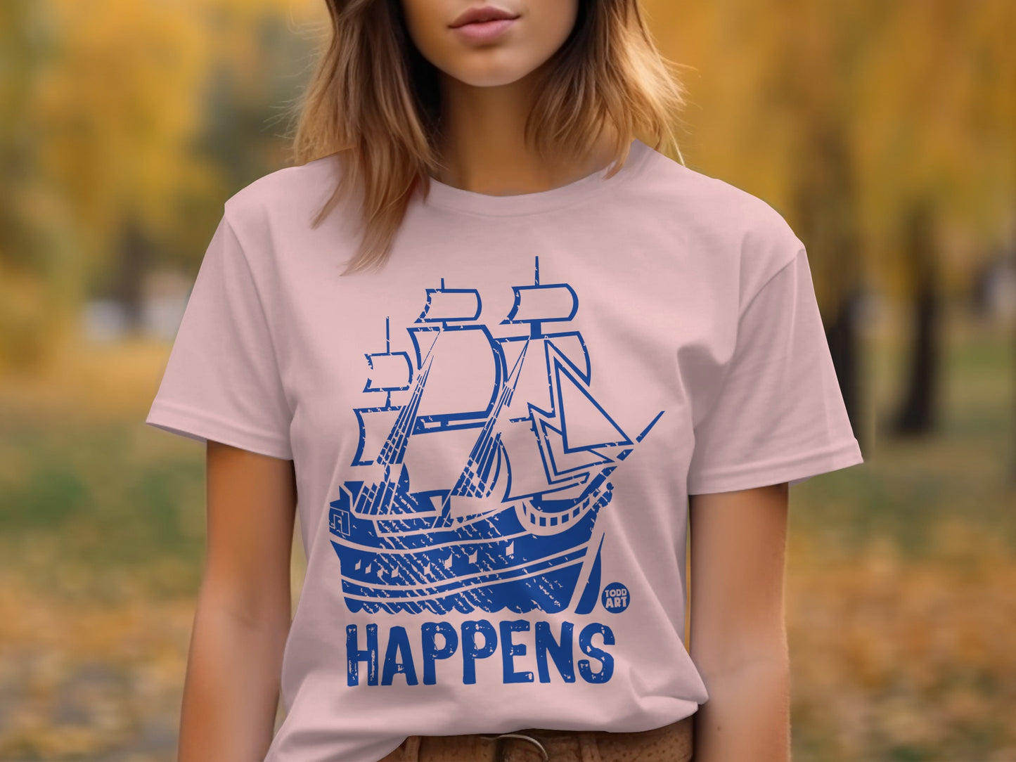 Happens Ship Graphic Blue Print T-shirt