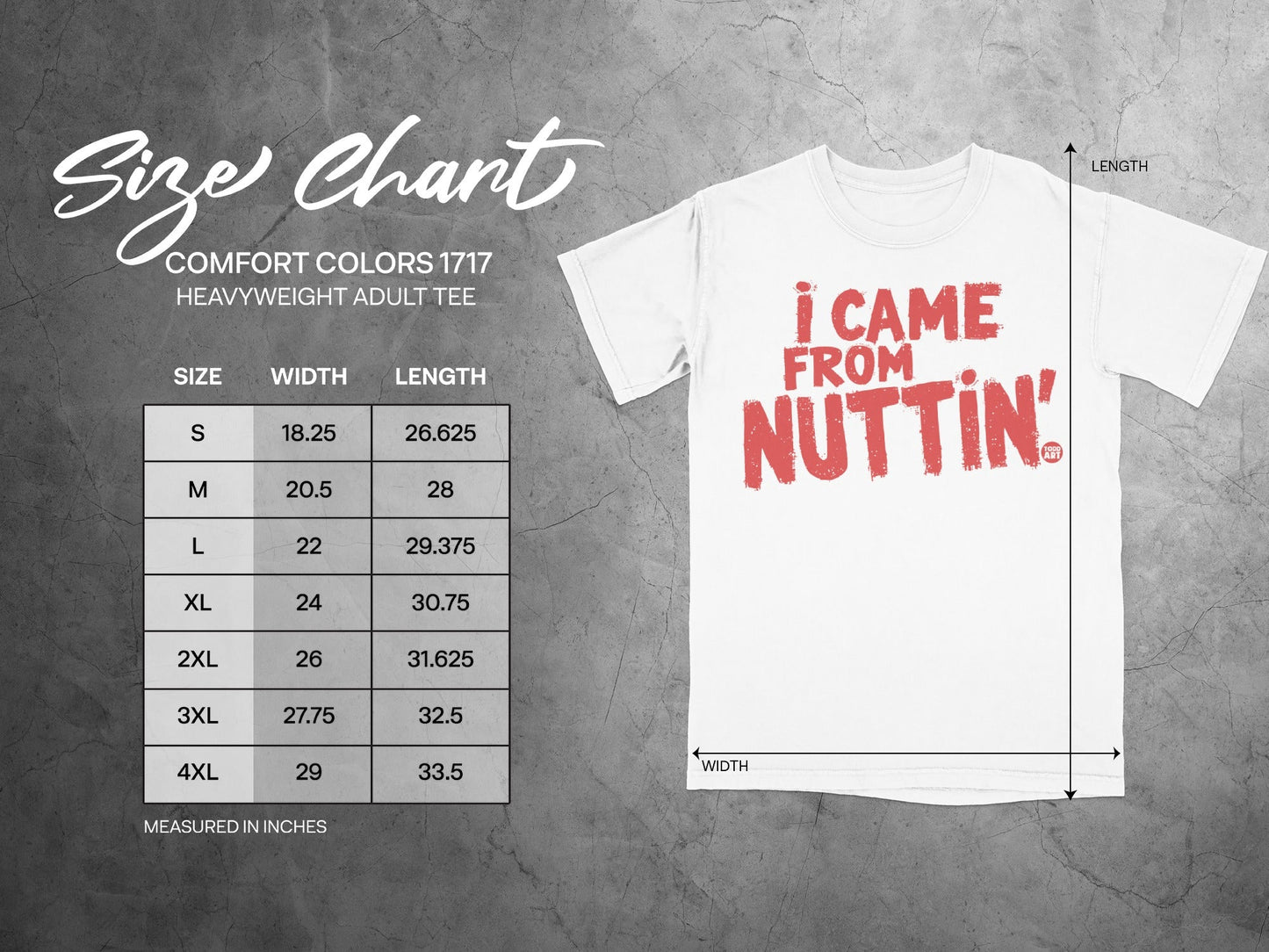 I Came From Nuttin' Heavyweight Adult Tee Shirt
