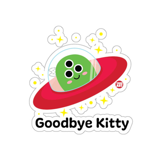 Goodbye Kitty Alien Spaceship Cute Sticker Decal for Kids