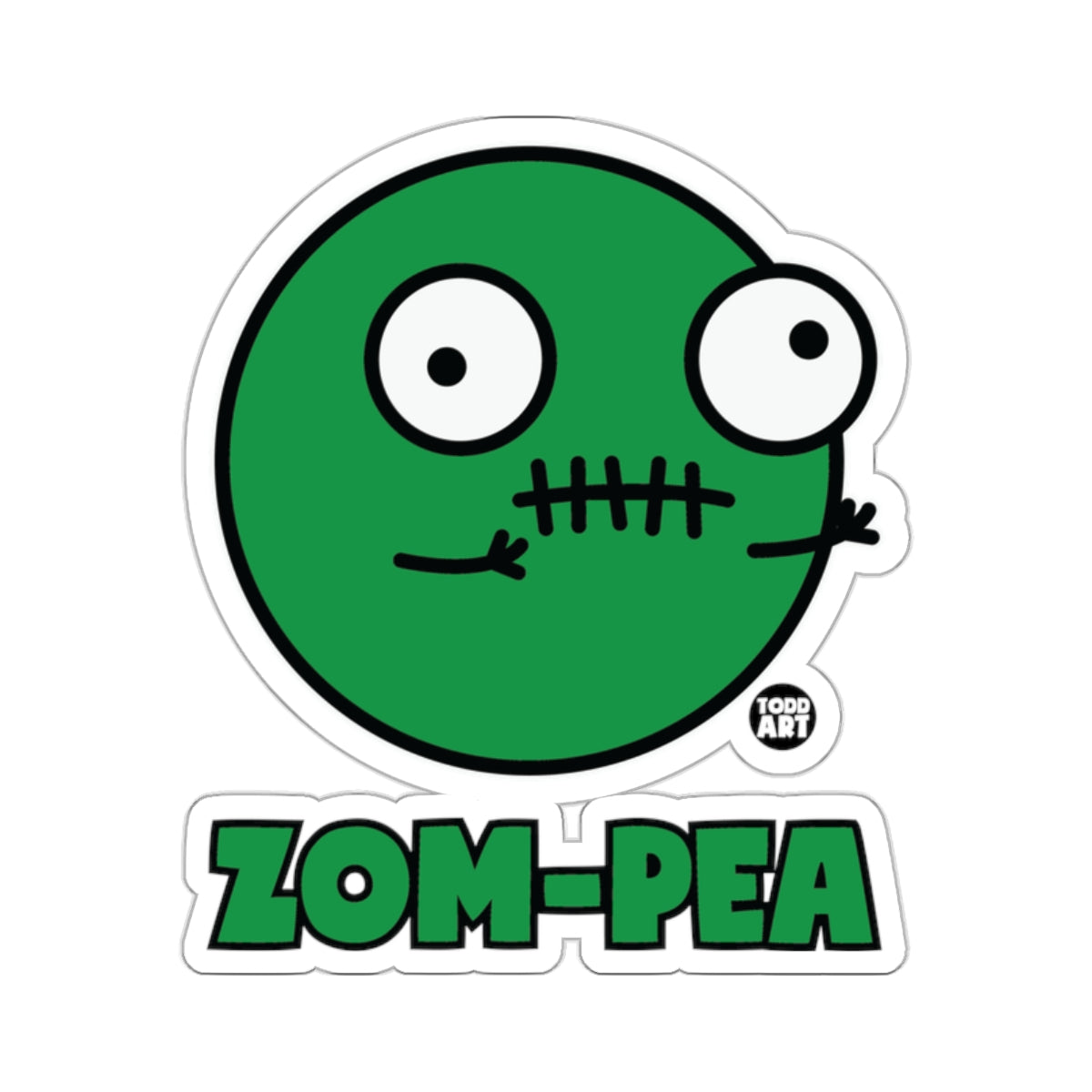 Zom-Pea Todd Art Green Zombie Pea Face Sticker 
