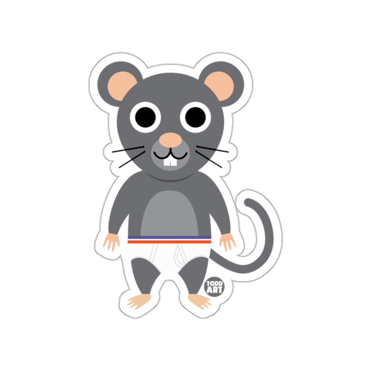 Cute Cartoon Mouse with Striped Belt sticker