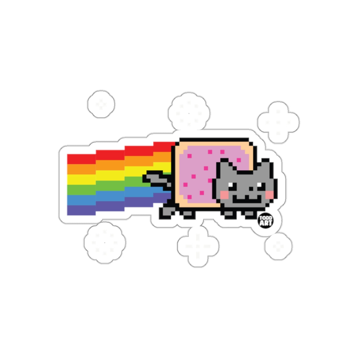 Pixelated Nyan Cat With Rainbow Trail Design sticker