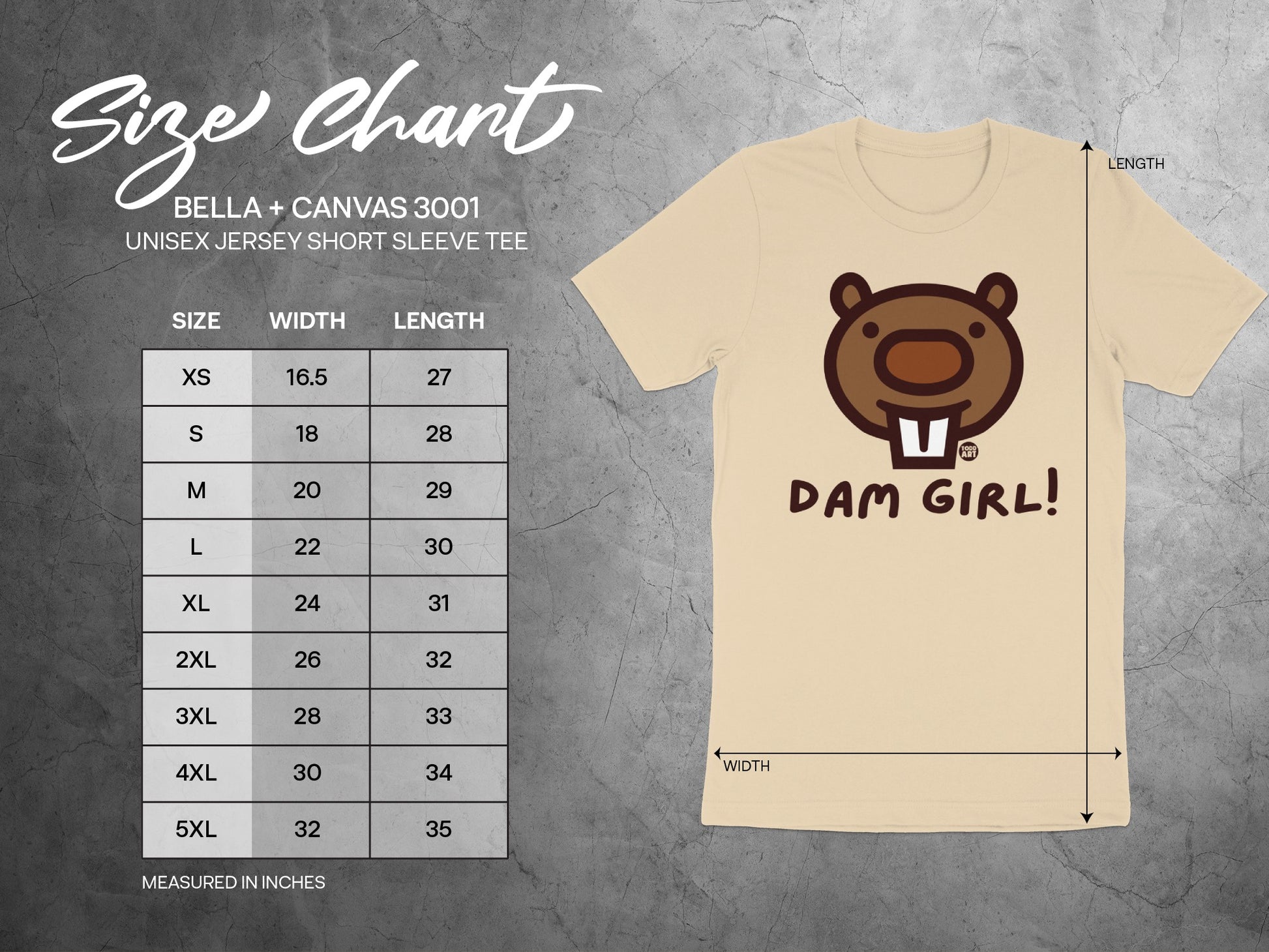 DAM GIRL Beaver Graphic Unisex Jersey Short Sleeve Tee
