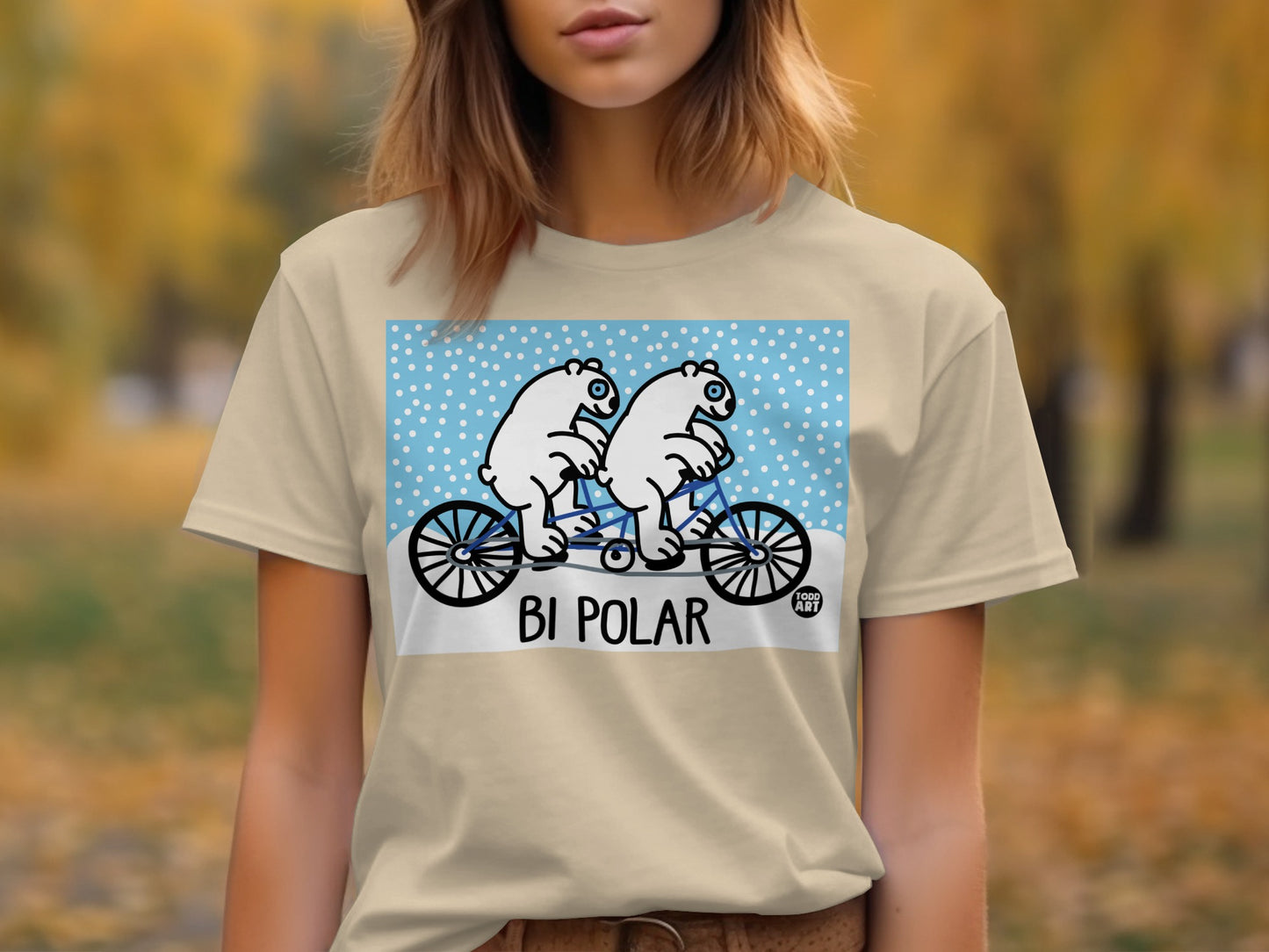 Bi Polar Bears Cycling T-Shirt Fun Novelty Graphic Tee