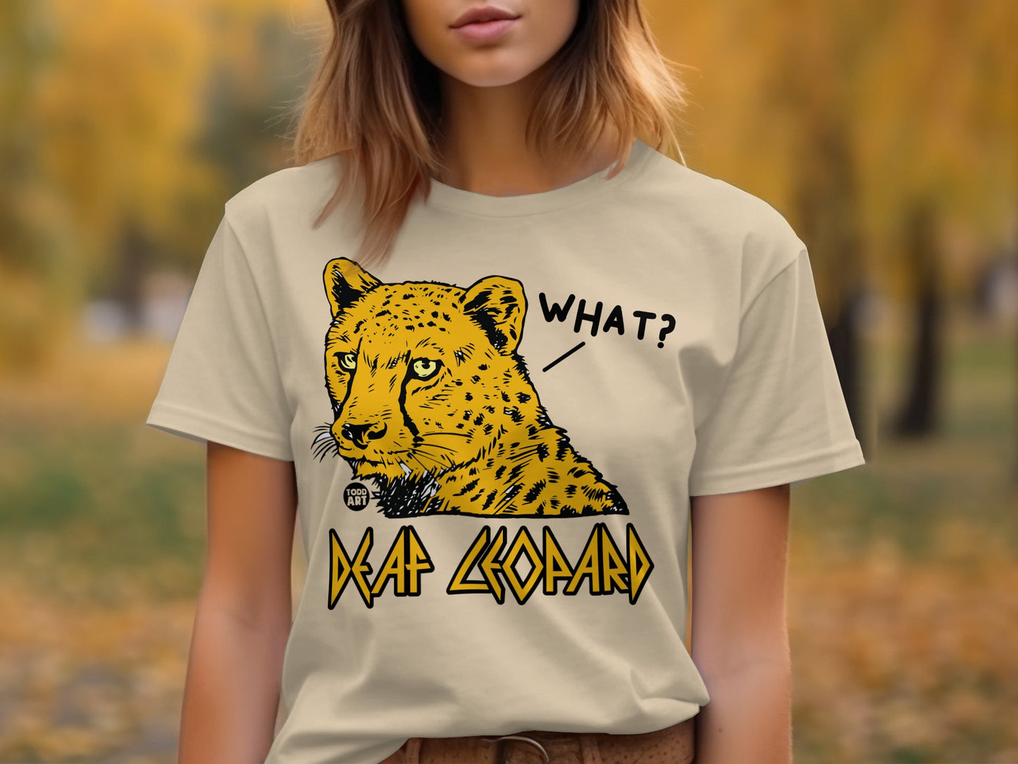 What Leopard Graphic Tan Shirt Retro Music Fan Apparel
