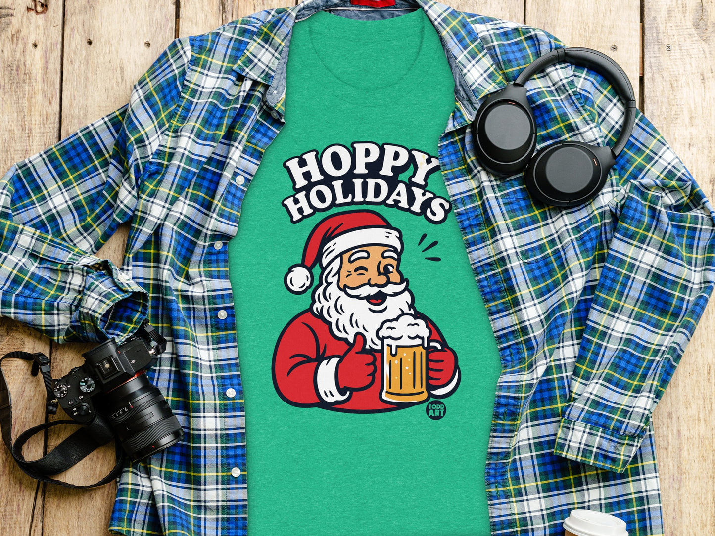 Festive Santa Cheers T-shirt Hoppy Holidays Top