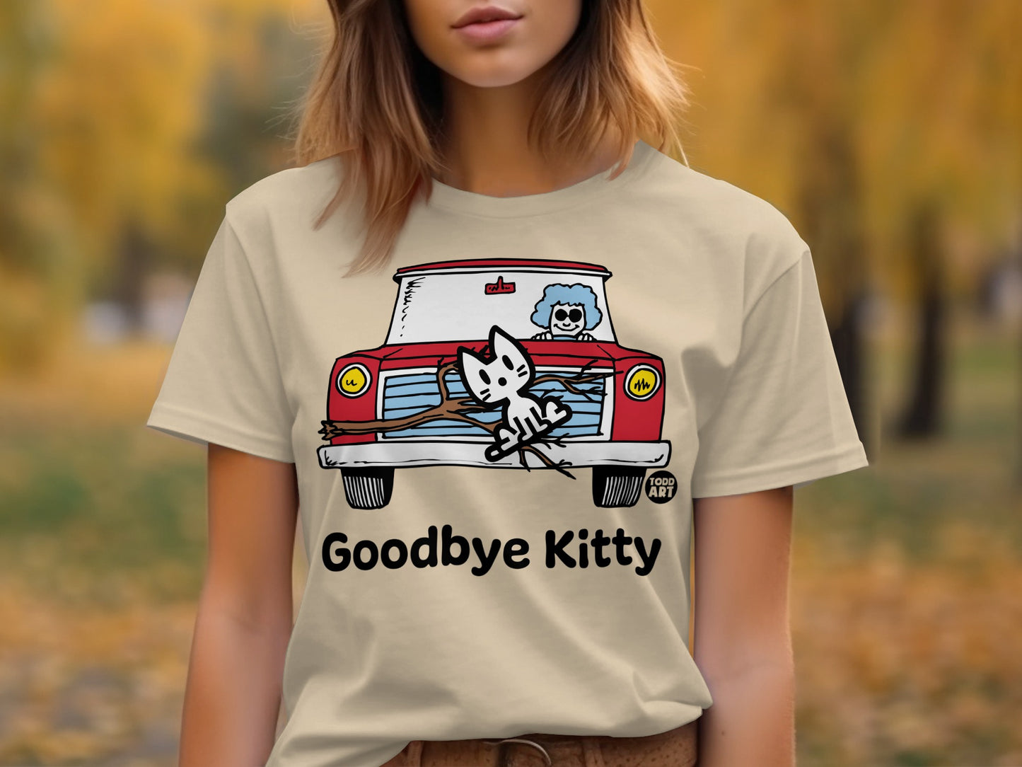 Goodbye Kitty Graphic Tee With Cute Cartoon Design