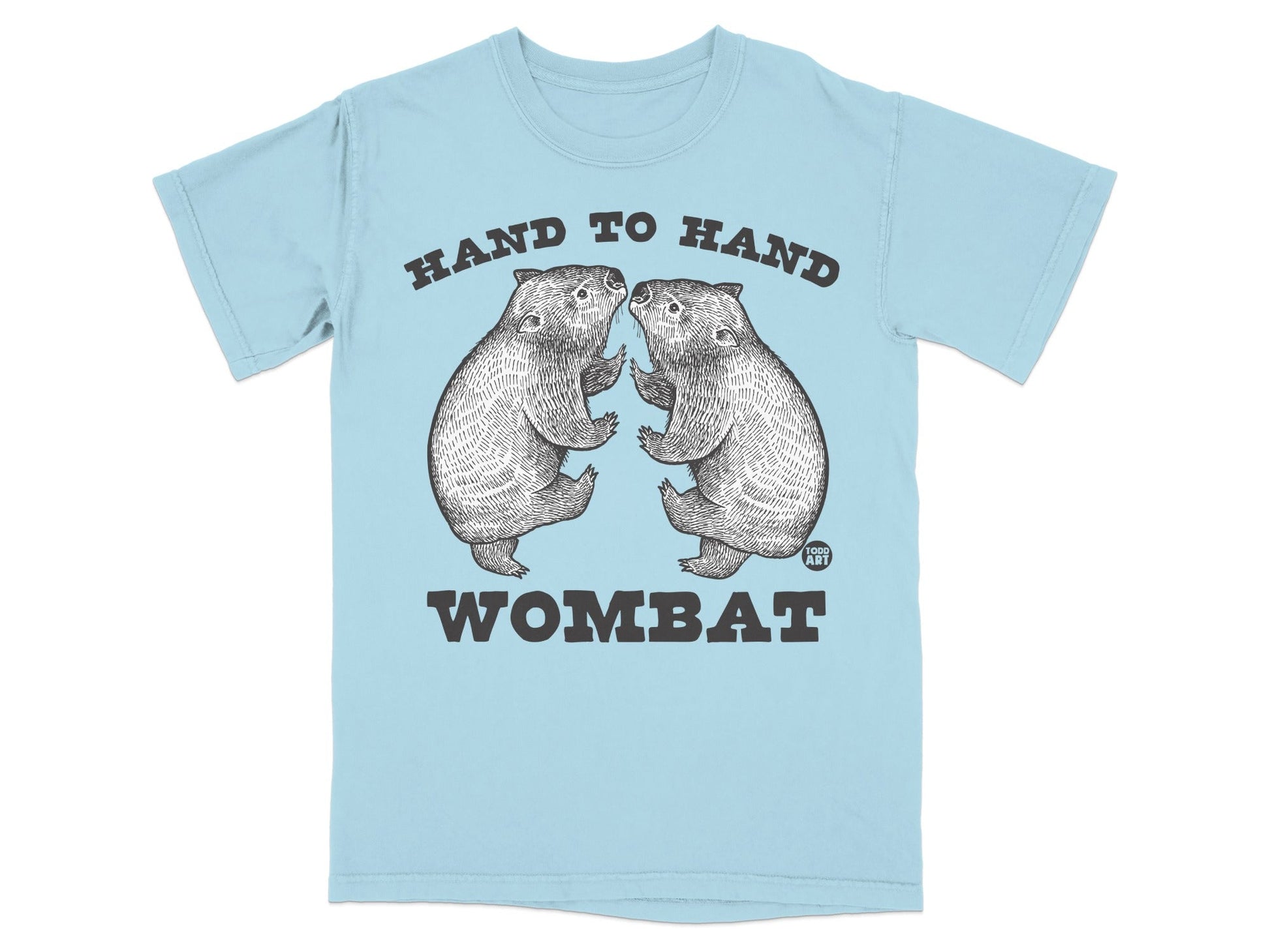Hand to Hand Wombat Design Illustrated T-Shirt
