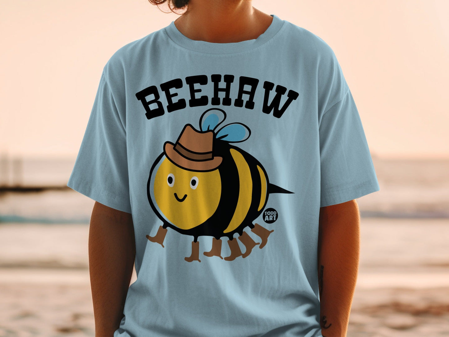 Beehaw Cute Cartoon Bee With Hat and Boots T-Shirt