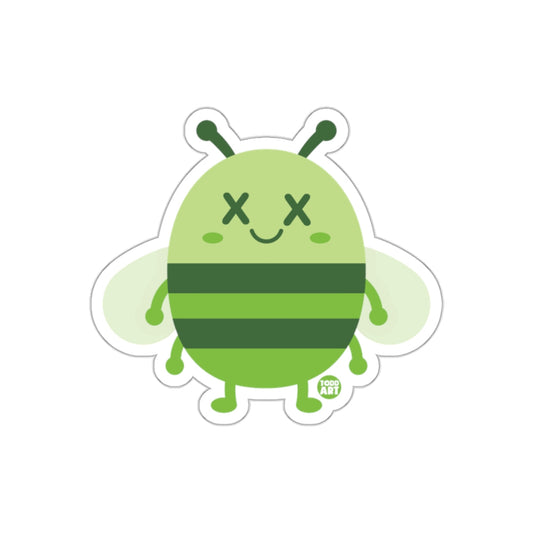 Cute Green Bee With X Eyes Fun Sticker Product