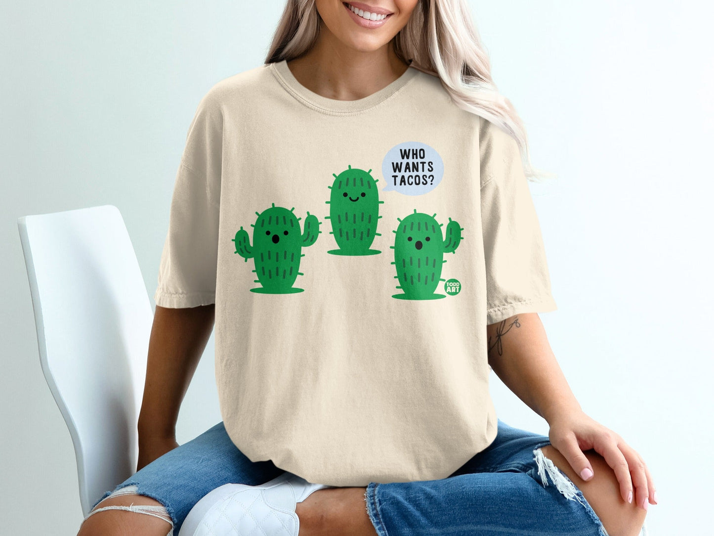 Funny Cactus Tacos Graphic Tee Whimsical Design Shirt