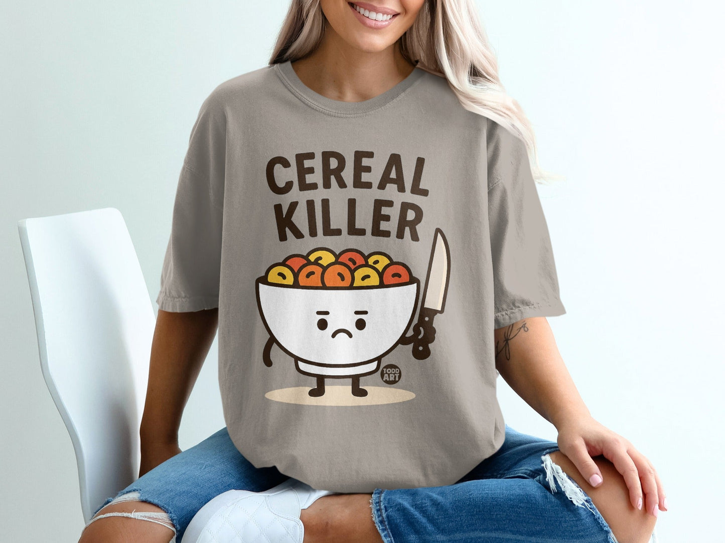 Cereal Killer Graphic Tee Funny Cute Shirt for Adults
