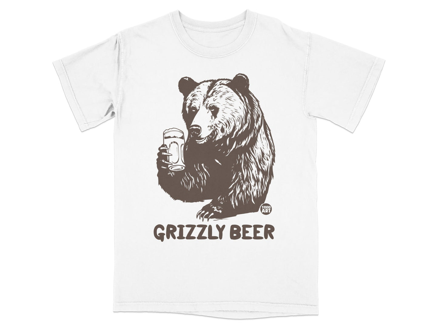 Grizzly Bear Drinking Beer Graphic T-Shirt