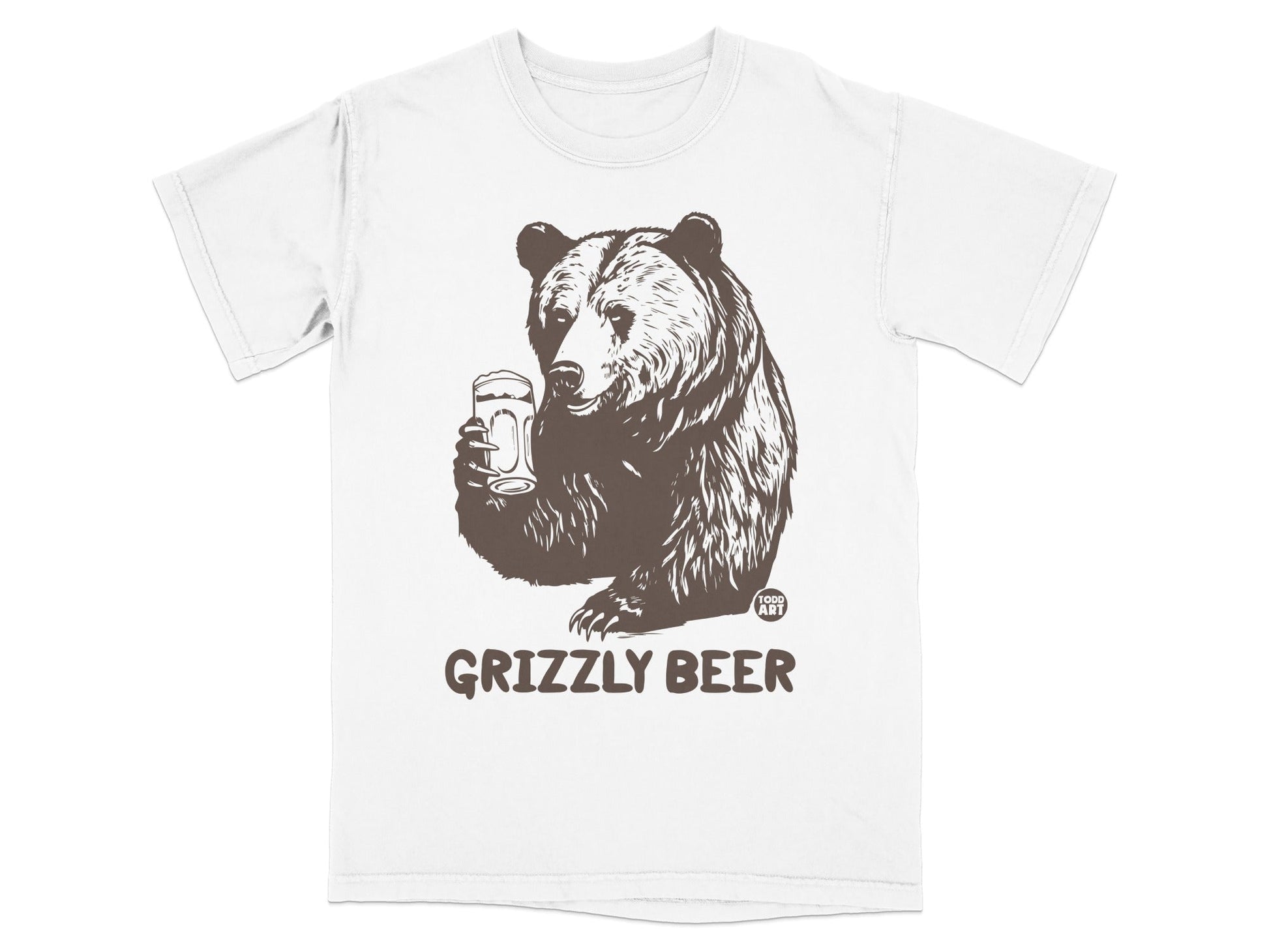 Grizzly Bear Drinking Beer Graphic T-Shirt