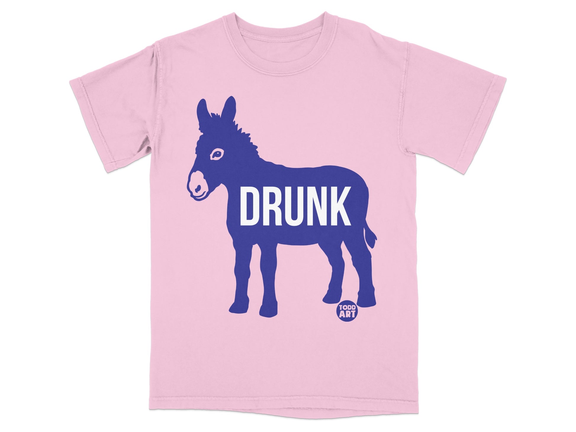 Todd Art Drunk Donkey Design Pink T-Shirt