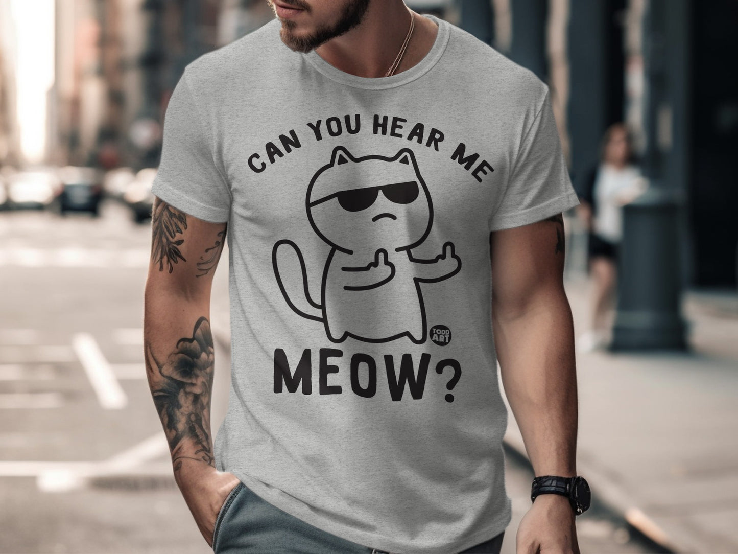 Can You Hear Me Meow Funny Cat Graphic T-Shirt