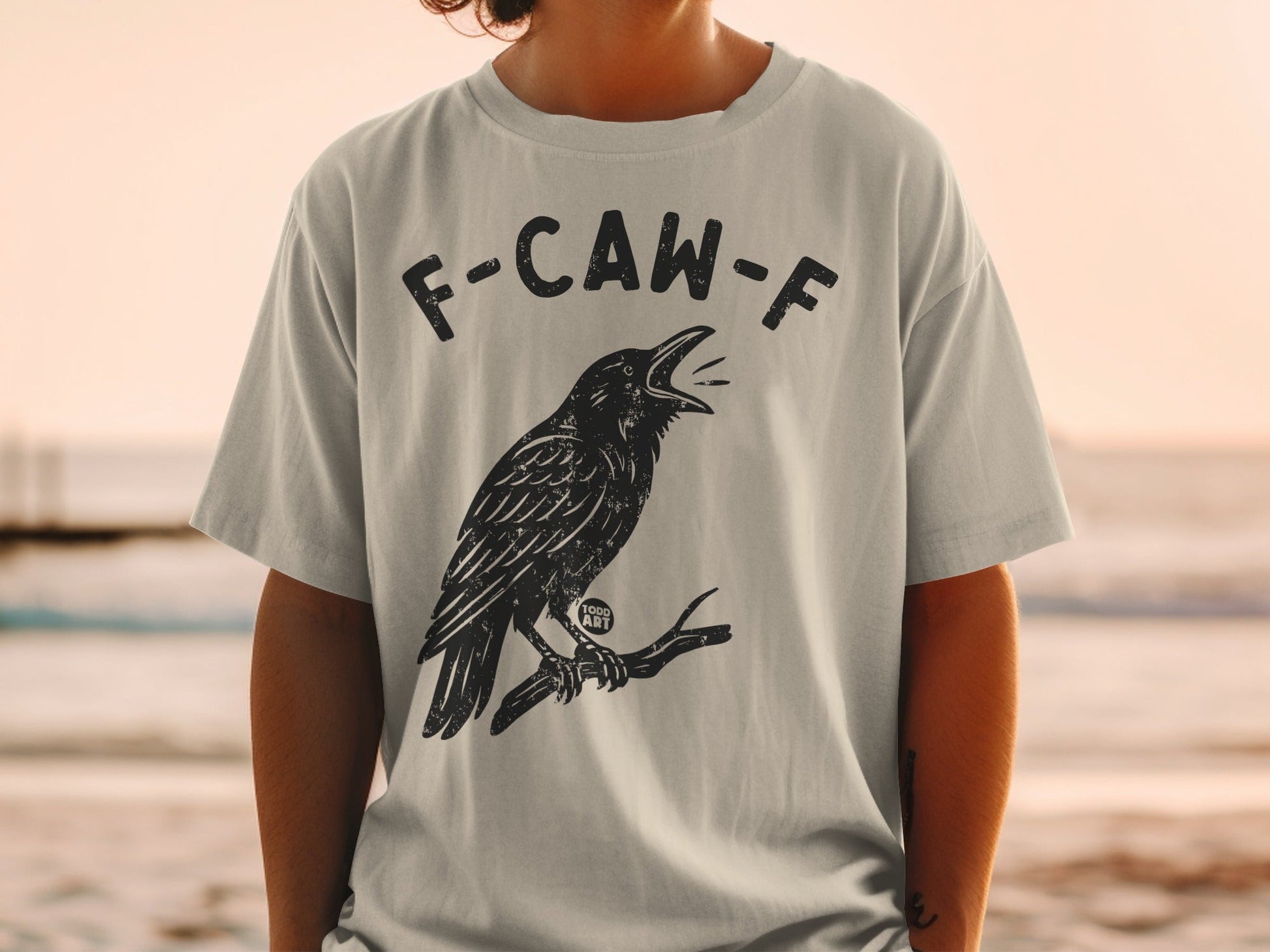 F-CAW-F Todd Art Crow Branch Design T-shirt