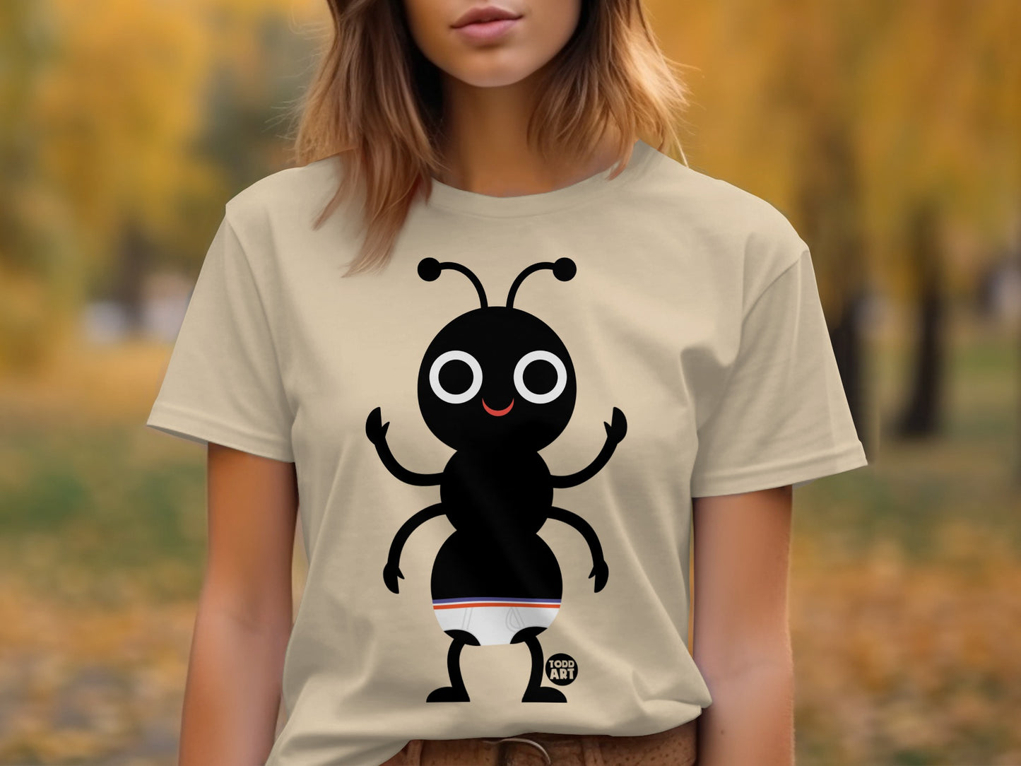 Cute Ant with Smile and Hands Up T-Shirt Product