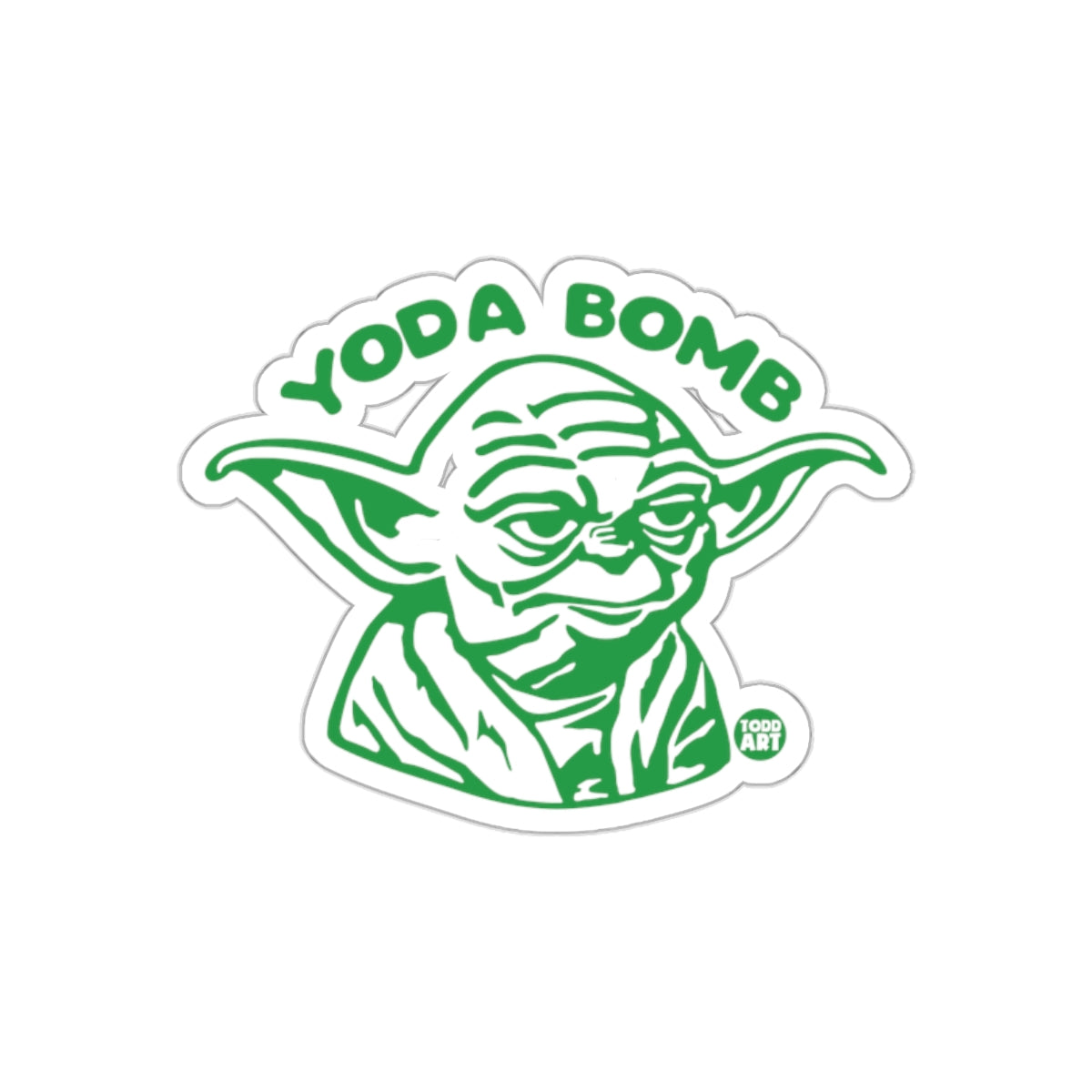 Yoda Bomb Green Head Illustration Graphic Art sticker