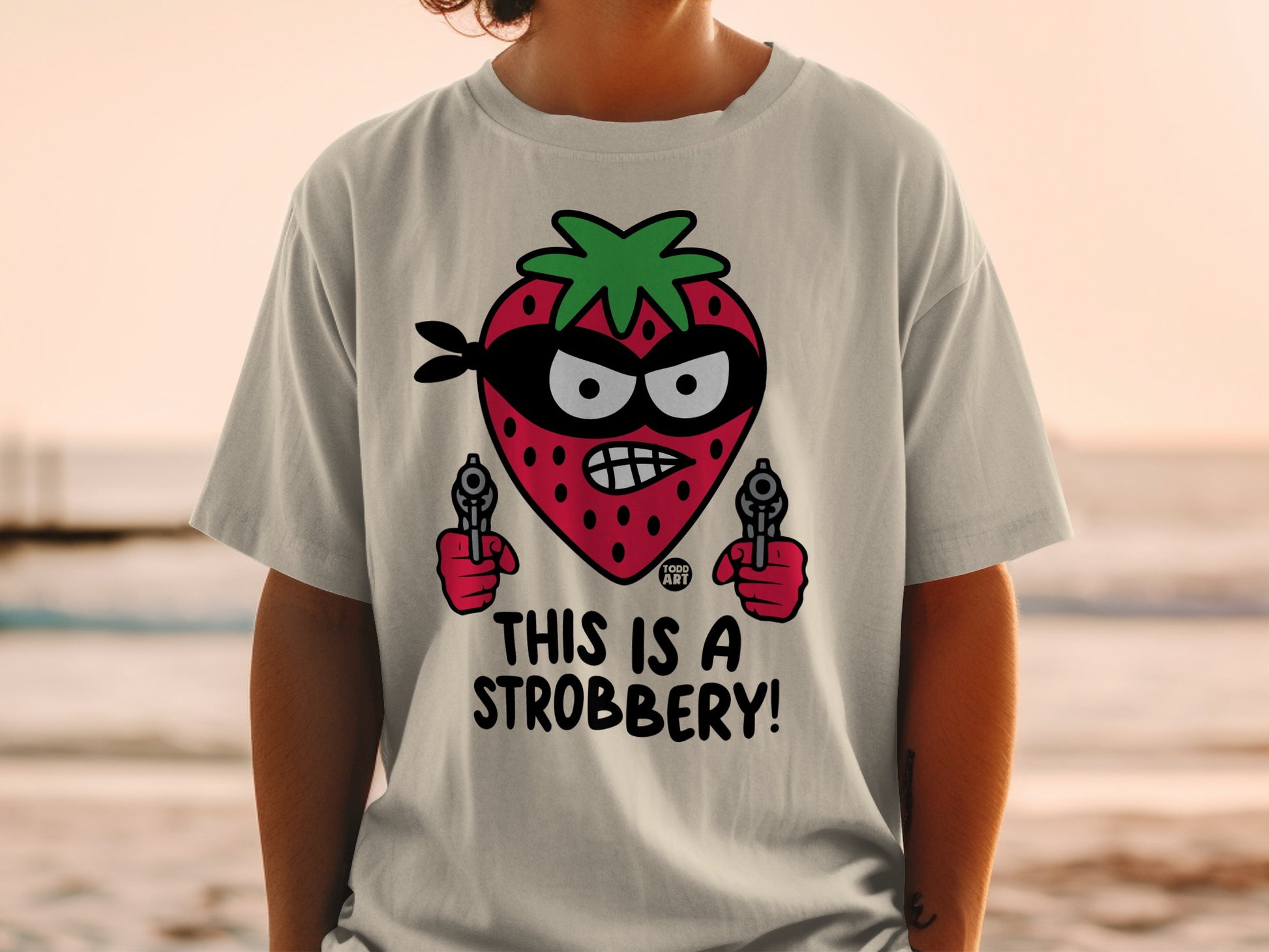Masked Strawberry Guns This Is A Strobbery T-shirt