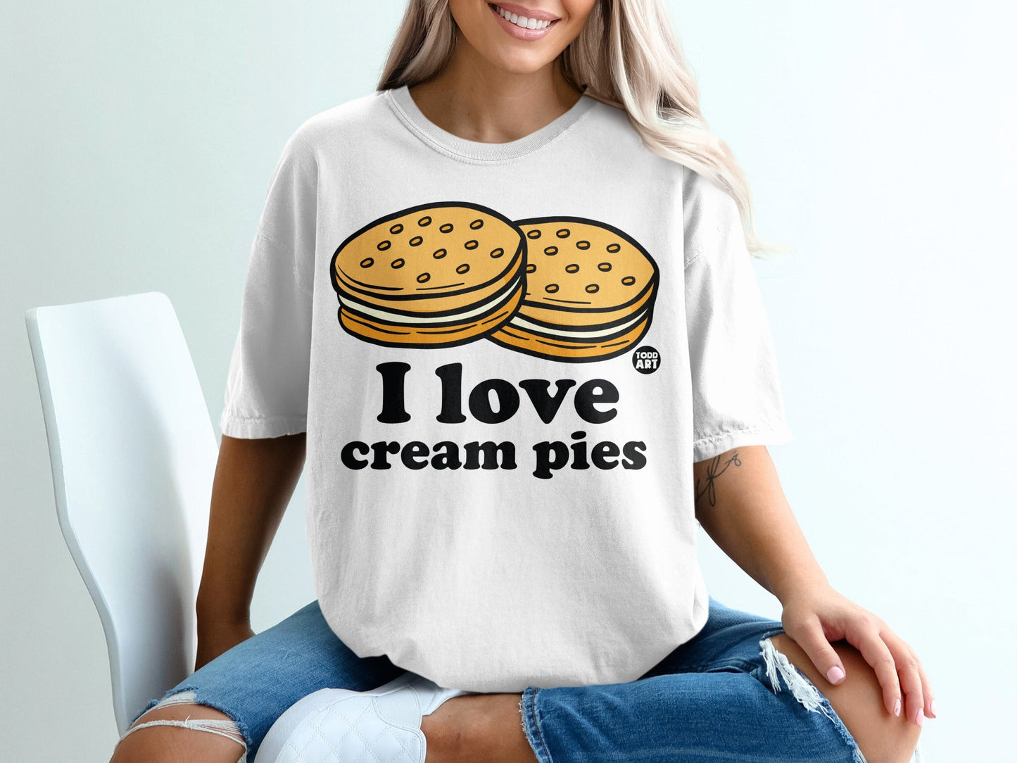 I Love Cream Pies Printed Graphic Casual Shirt