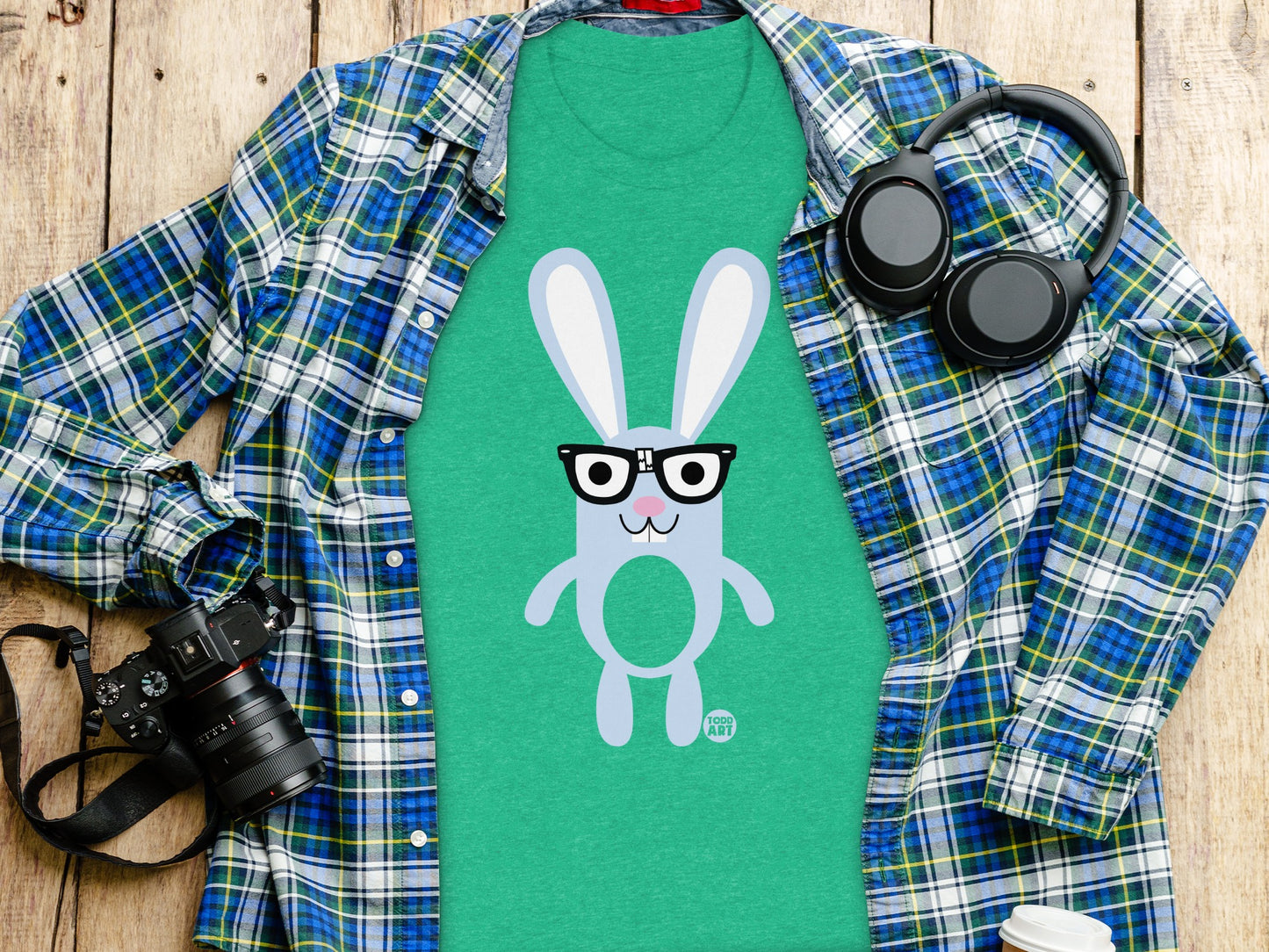 Cute Bunny with Glasses Graphic Printed Shirt