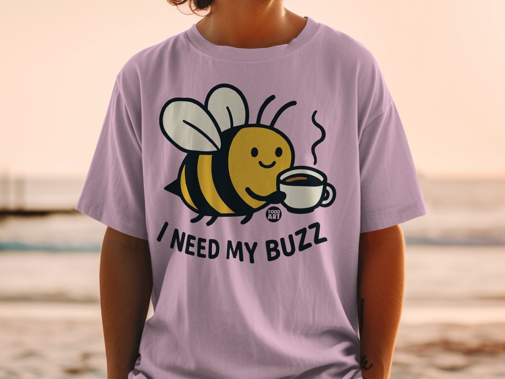 I Need My Buzz Bee With Coffee Graphic T-Shirt