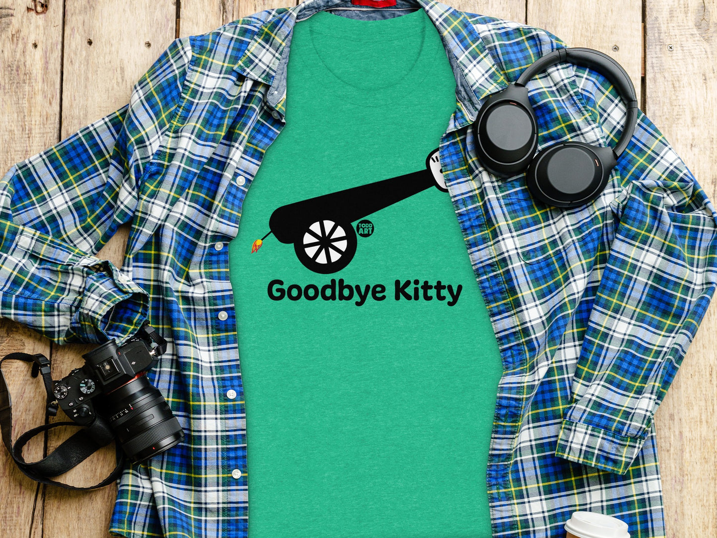 Goodbye Kitty Graphic T-Shirt Funny Cannon Design
