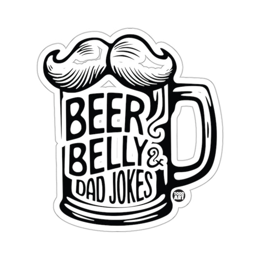 Beer Belly & Dad Jokes Moustache Beer Mug sticker