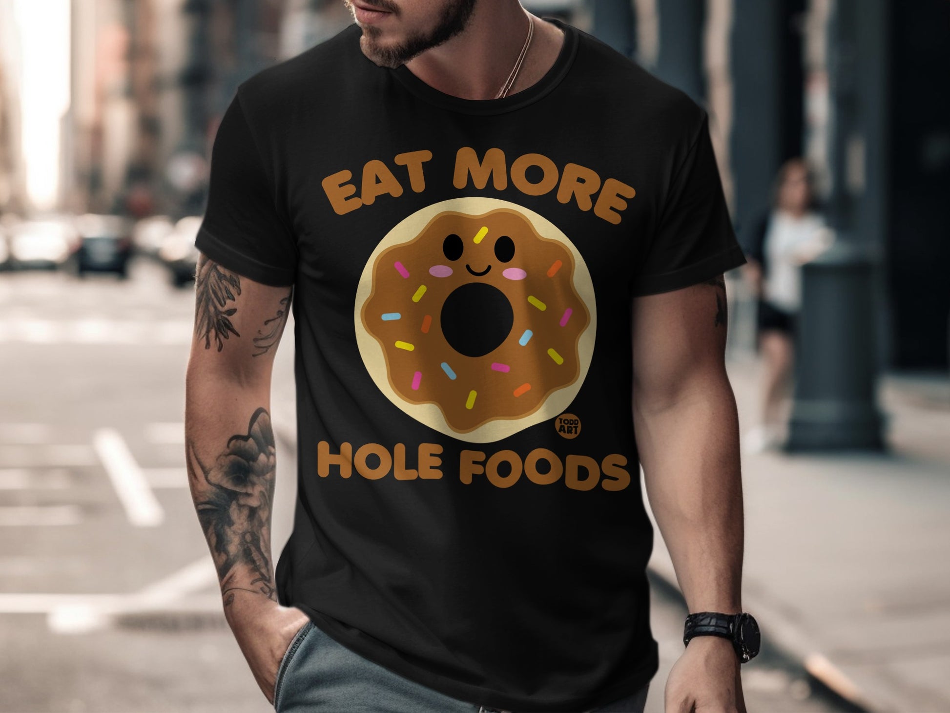 Eat More Hole Foods Donut Graphic T-Shirt Fun Design