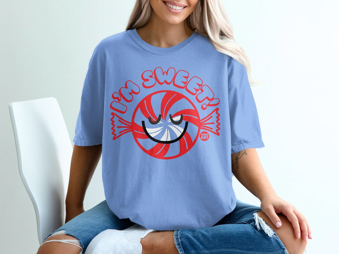 I'm Sweet! Candy Face Graphic Short Sleeve Shirt