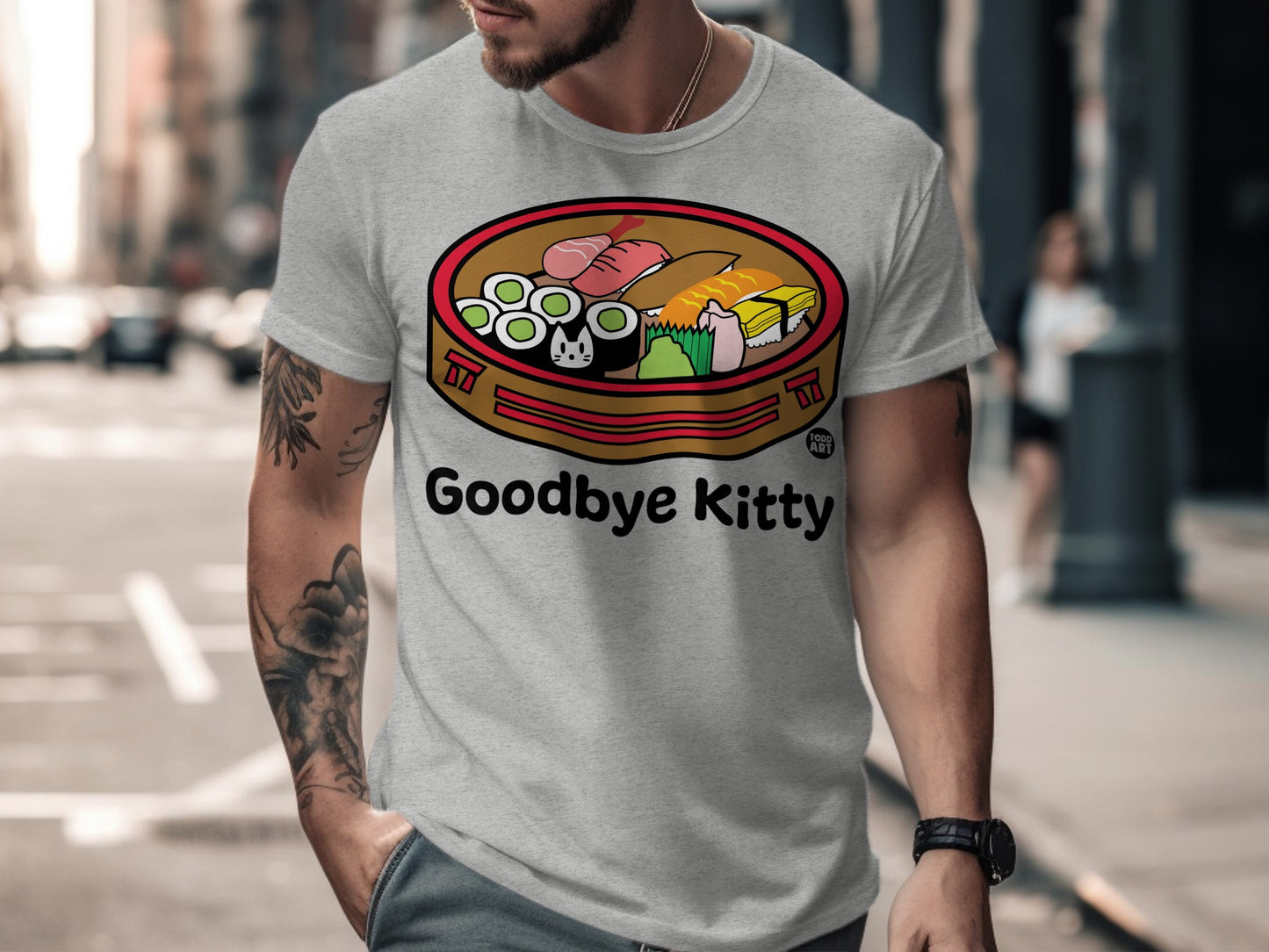 Goodbye Kitty Sushi Graphic T-Shirt Fun Designs