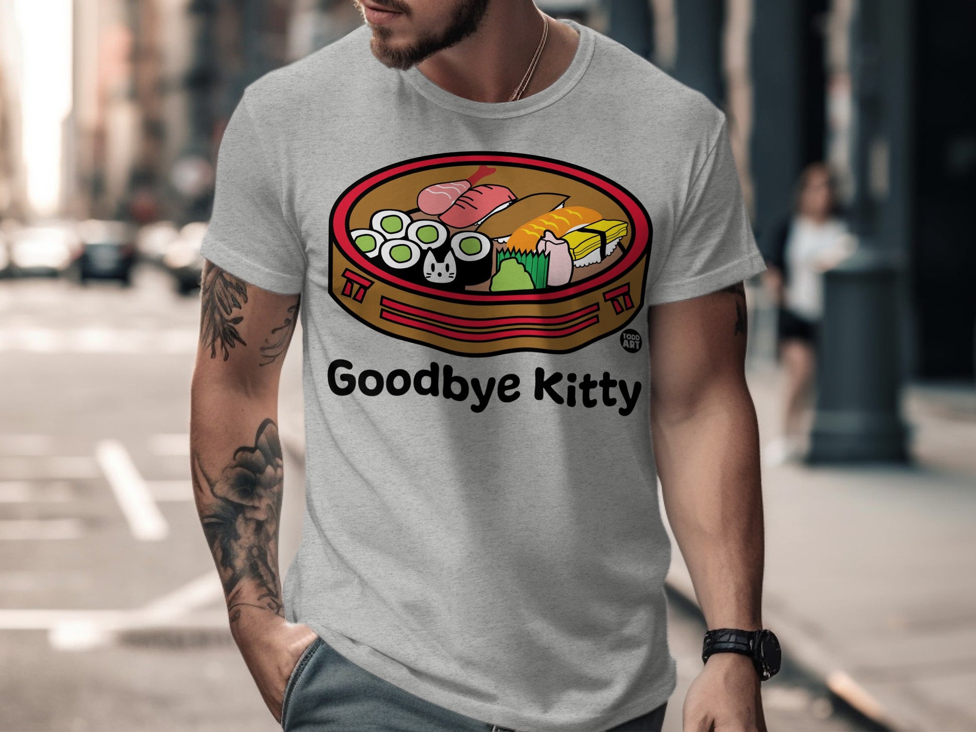 Goodbye Kitty Sushi Graphic T-Shirt Fun Designs
