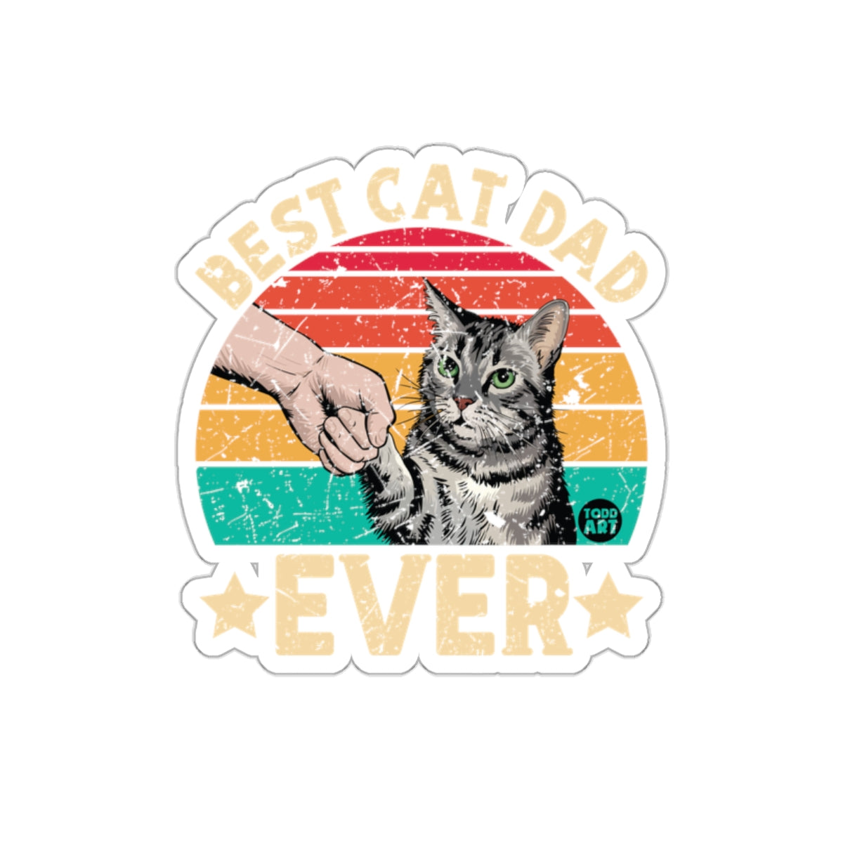 Best Cat Dad Ever With Awesome Striped Cat Image sticker