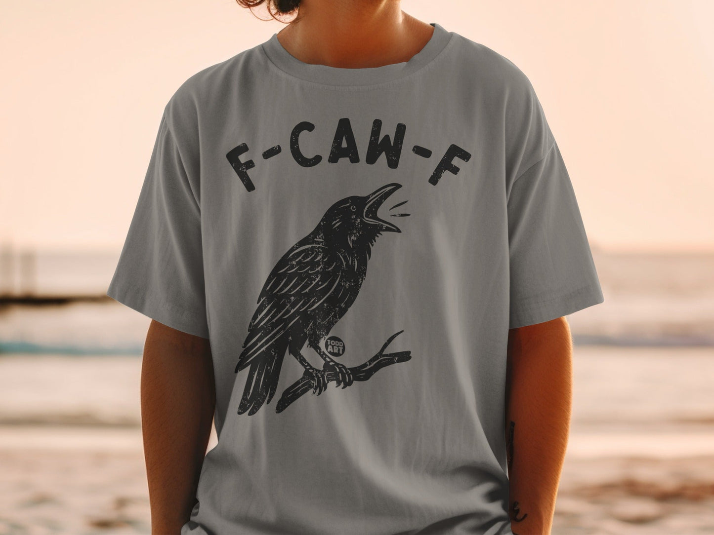 F-CAW-F Crow Graphic Shirt for Bird Lovers Casual Tee